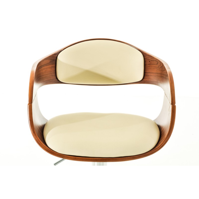 Juego de 2 taburetes de bar Kingston C en piel sintética color nogal/crema