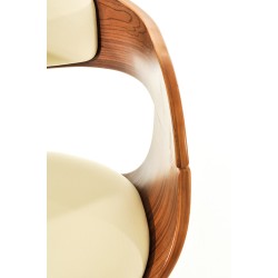 Juego de 2 taburetes de bar Kingston C en piel sintética color nogal/crema