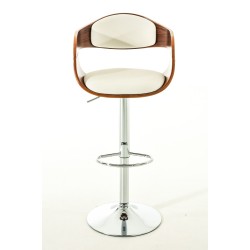 Juego de 2 taburetes de bar Kingston C en nogal/piel sintética blanca