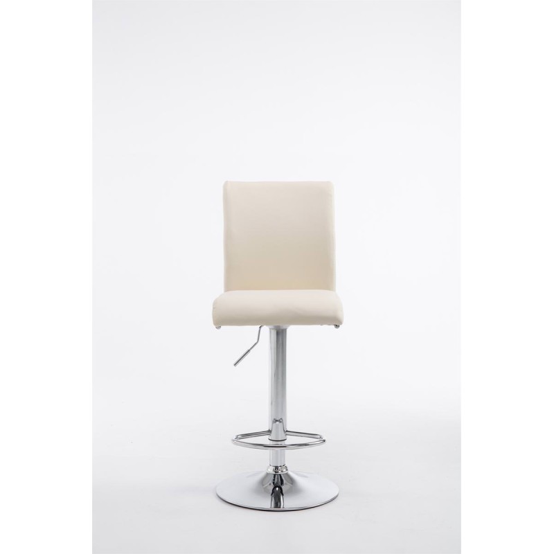 Juego de 2 taburetes de bar Cologne, imitación piel, cromo crema