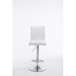 Juego de 2 taburetes de bar Cologne, imitación piel, cromo blanco