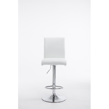 Juego de 2 taburetes de bar Cologne, imitación piel, cromo blanco