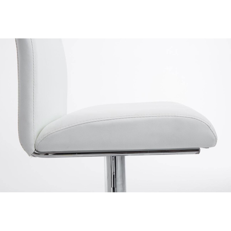 Juego de 2 taburetes de bar Cologne, imitación piel, cromo blanco