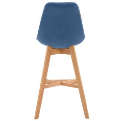 Juego de 2 taburetes de bar Cannes, tapizados en tela azul natural