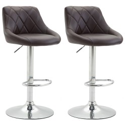 Juego de 2 taburetes de bar Lazio en piel sintética marrón.