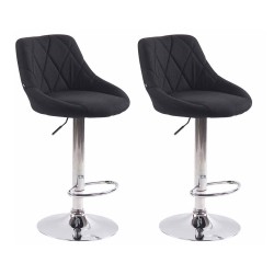 Juego de 2 taburetes de bar Lazio C de tela negra
