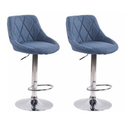 Juego de 2 taburetes de bar Lazio C de tela azul