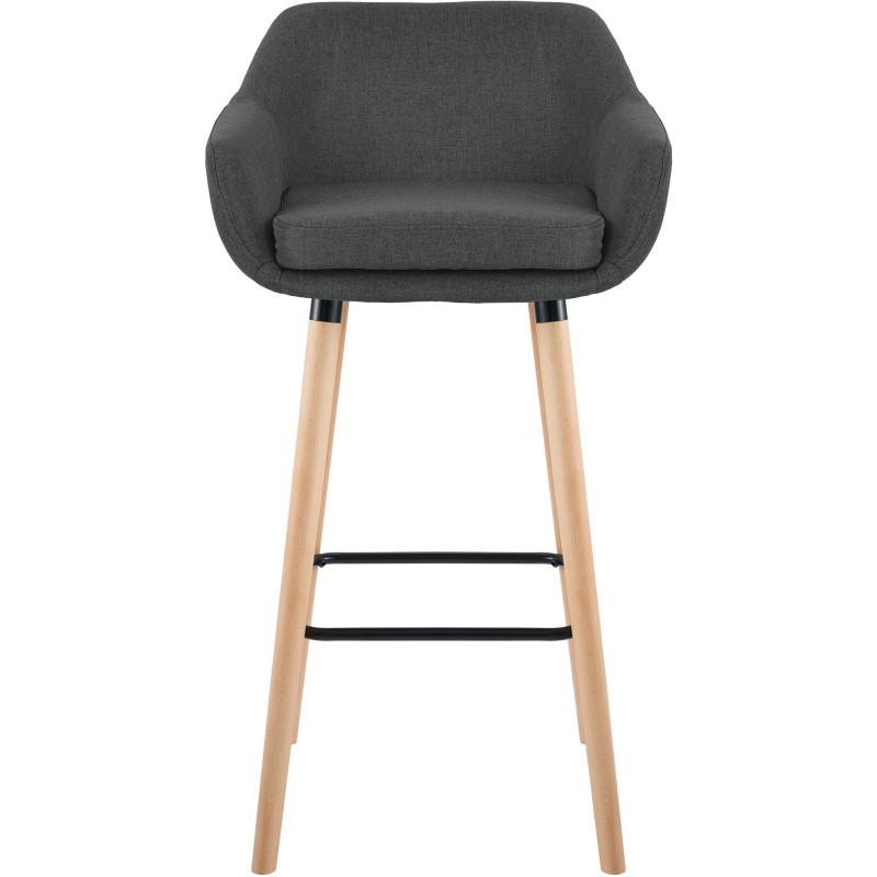 Juego de 2 taburetes de bar Grant en tela gris oscuro