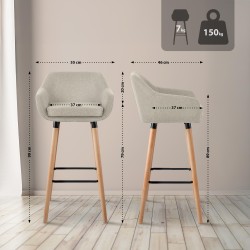 Juego de 2 taburetes de bar Grant en tela color crema