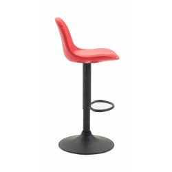 Taburete de bar Kiel, totalmente tapizado en piel sintética negra. Rojo