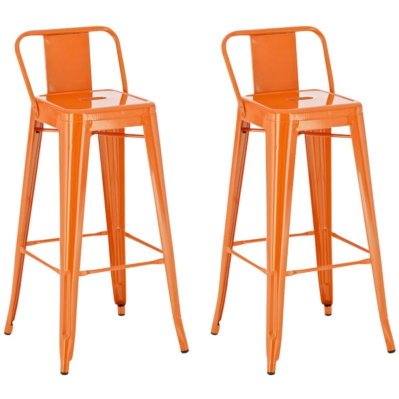 Juego de 2 taburetes de bar Mason de color naranja