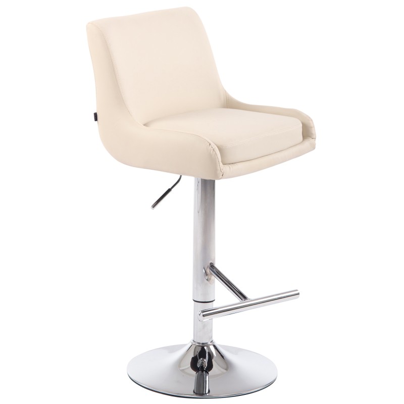 Taburete de bar Club en piel sintética color crema C
