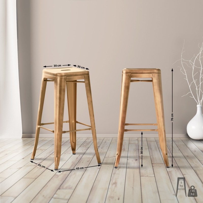 Juego de 2 taburetes de bar Joshua dorados