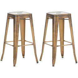 Juego de 2 taburetes de bar Joshua dorados