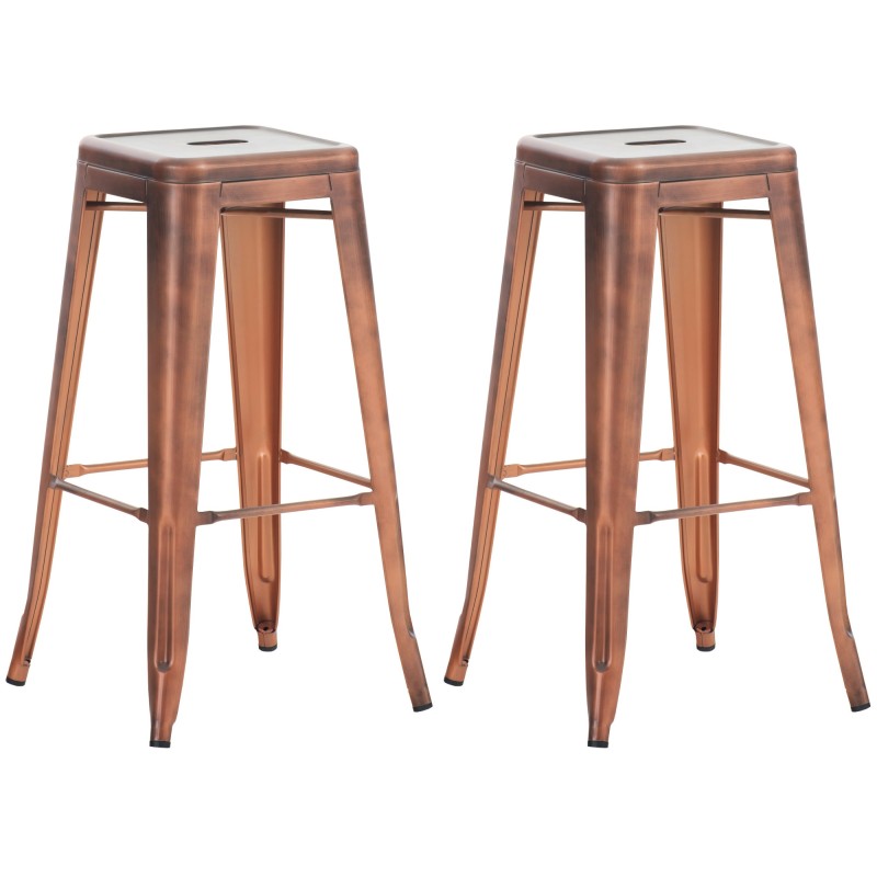 Juego de 2 taburetes de bar Joshua de cobre