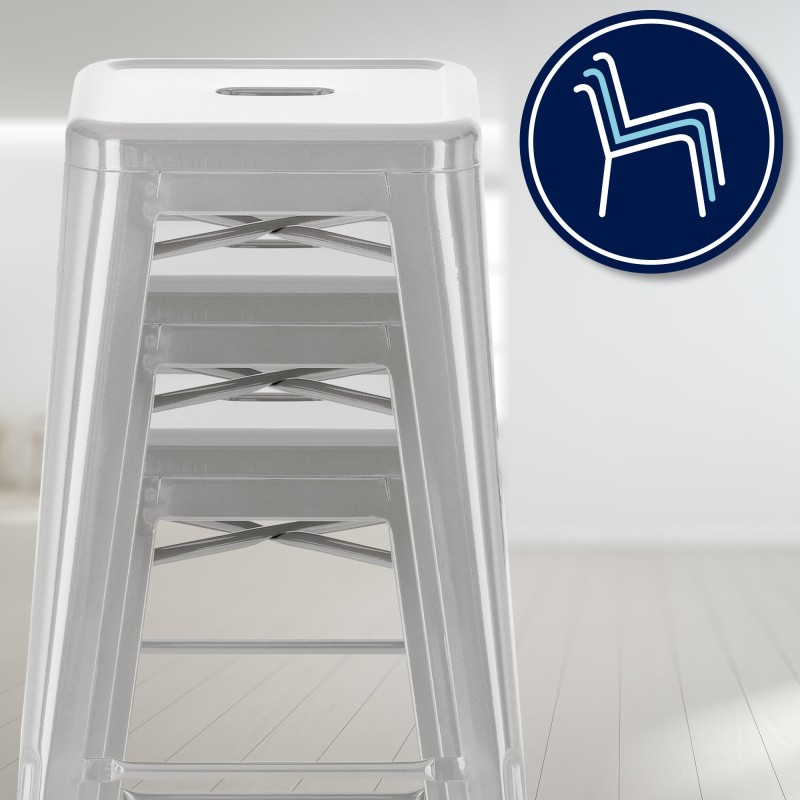 Juego de 2 taburetes de bar Joshua plateados