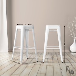 Juego de 2 taburetes de bar Joshua blancos