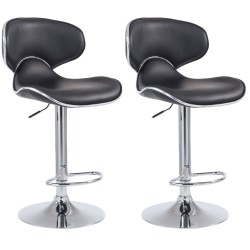 Juego de 2 taburetes de bar Las Vegas V2 en piel sintética cromada negra