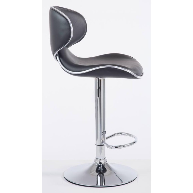 Juego de 2 taburetes de bar Las Vegas V2 en piel sintética cromada negra