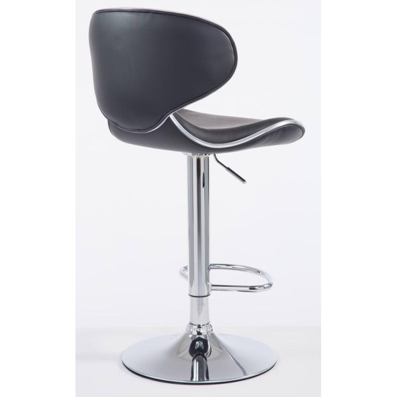Juego de 2 taburetes de bar Las Vegas V2 en piel sintética cromada negra