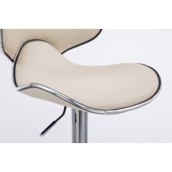 Juego de 2 taburetes de bar Las Vegas V2 en piel sintética color crema cromado