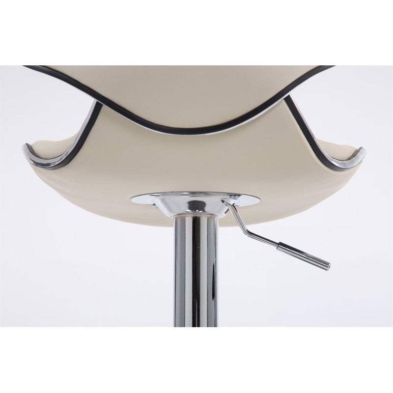 Juego de 2 taburetes de bar Las Vegas V2 en piel sintética color crema cromado