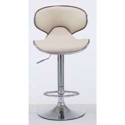 Juego de 2 taburetes de bar Las Vegas V2 en piel sintética color crema cromado