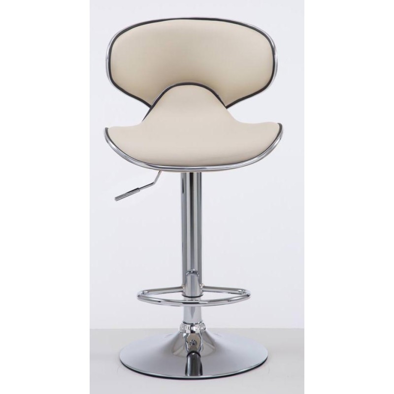Juego de 2 taburetes de bar Las Vegas V2 en piel sintética color crema cromado