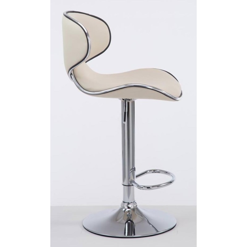 Juego de 2 taburetes de bar Las Vegas V2 en piel sintética color crema cromado