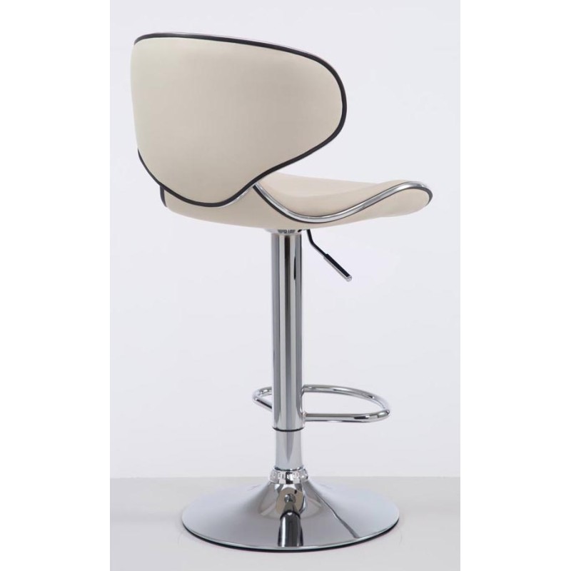 Juego de 2 taburetes de bar Las Vegas V2 en piel sintética color crema cromado