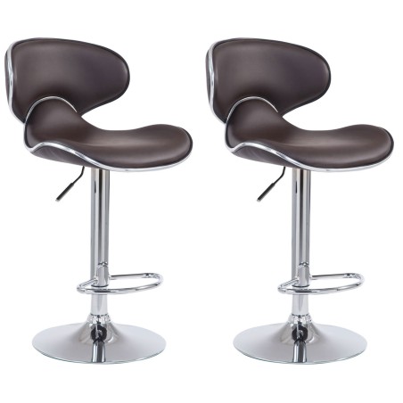 Juego de 2 taburetes de bar Las Vegas V2 en piel sintética marrón cromada