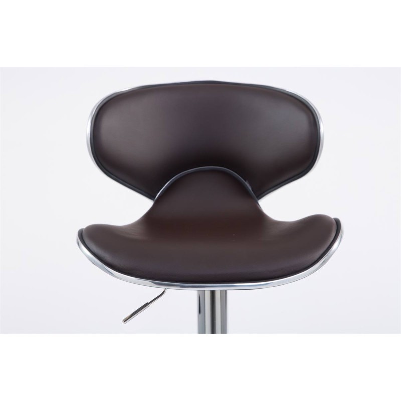 Juego de 2 taburetes de bar Las Vegas V2 en piel sintética marrón cromada