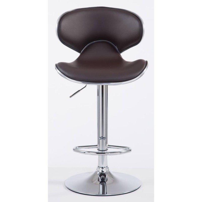 Juego de 2 taburetes de bar Las Vegas V2 en piel sintética marrón cromada