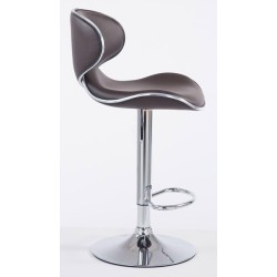 Juego de 2 taburetes de bar Las Vegas V2 en piel sintética marrón cromada