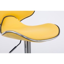 Juego de 2 taburetes de bar Las Vegas V2 en piel sintética color amarillo cromado