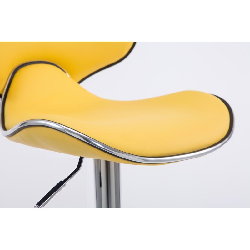 Juego de 2 taburetes de bar Las Vegas V2 en piel sintética color amarillo cromado