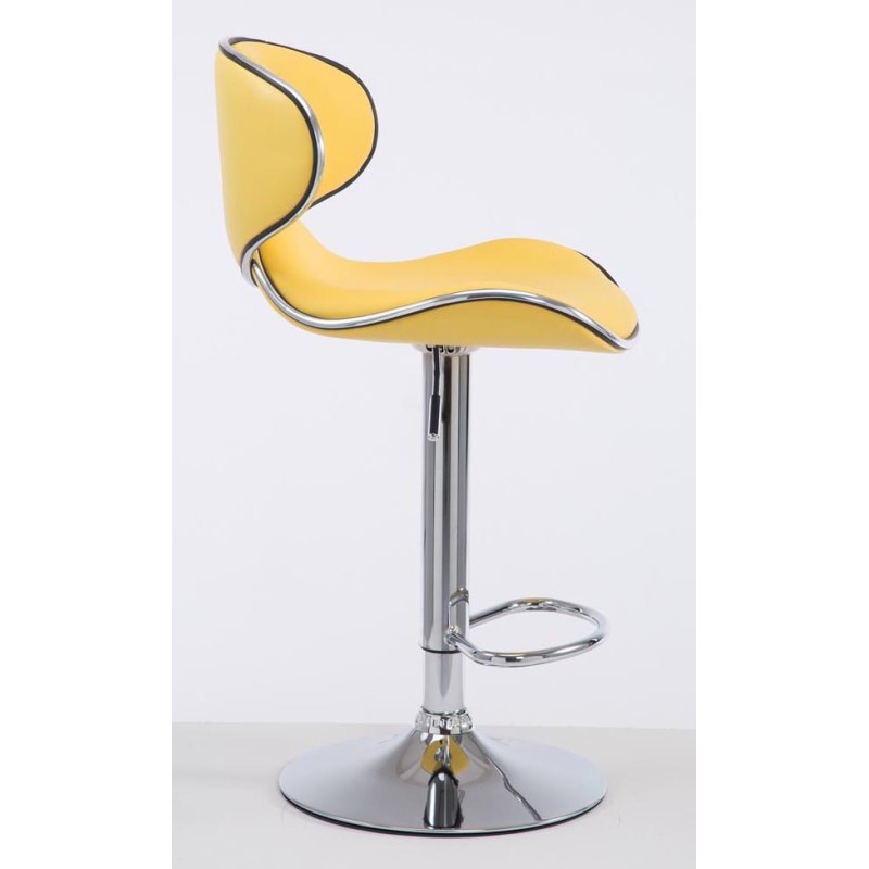 Juego de 2 taburetes de bar Las Vegas V2 en piel sintética color amarillo cromado