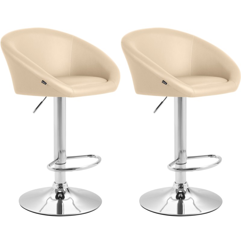 Juego de 2 taburetes de bar Miami V2 en piel sintética color crema