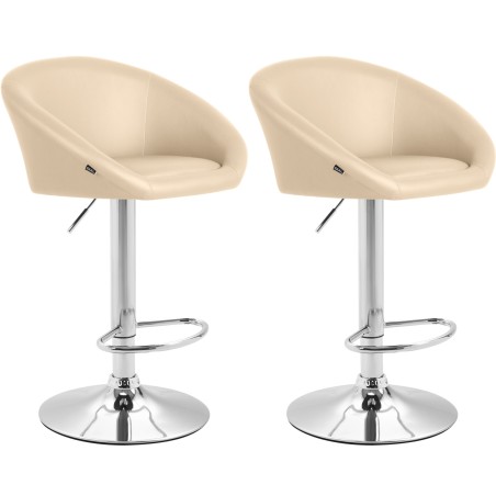 Juego de 2 taburetes de bar Miami V2 en piel sintética color crema