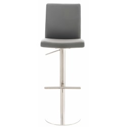 Taburete de bar Cádiz, piel sintética, acero inoxidable gris