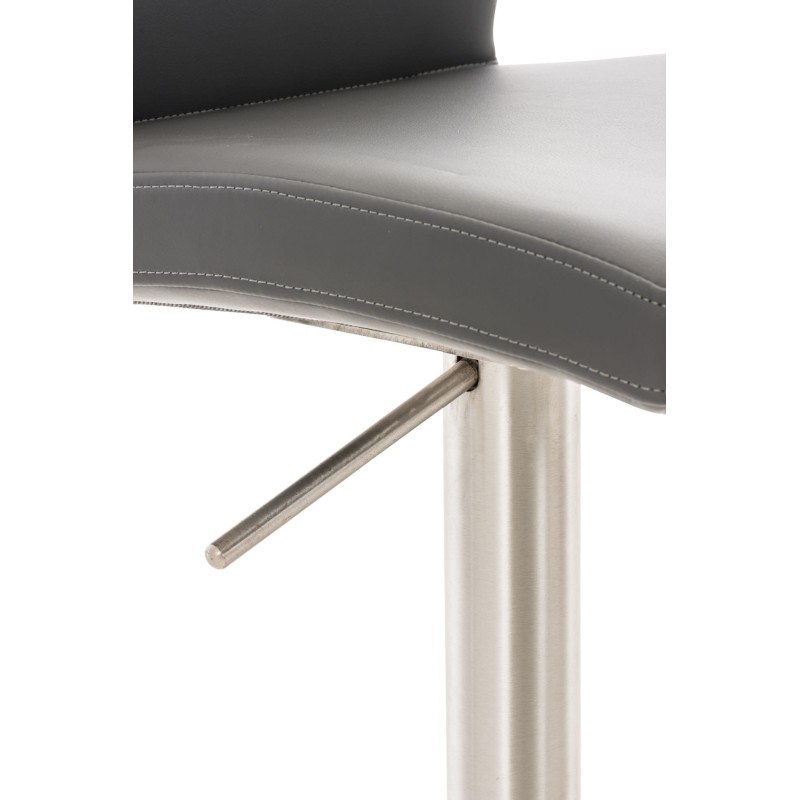 Taburete de bar Cádiz, piel sintética, acero inoxidable gris
