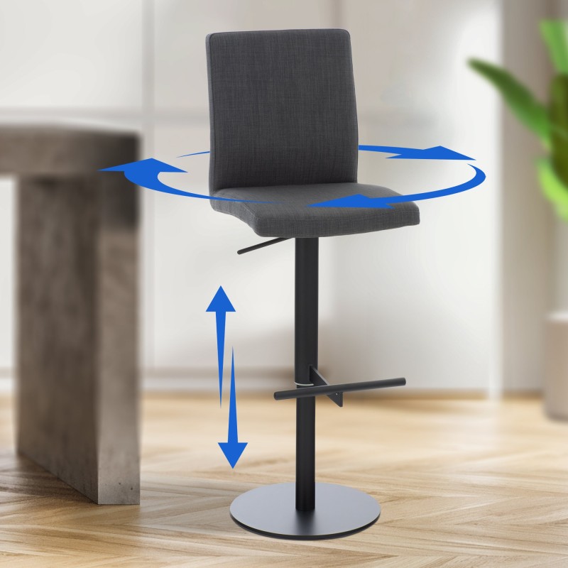 Taburete de bar Cádiz, tela gris oscuro y negra