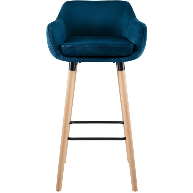 Taburete de bar Grant en terciopelo azul