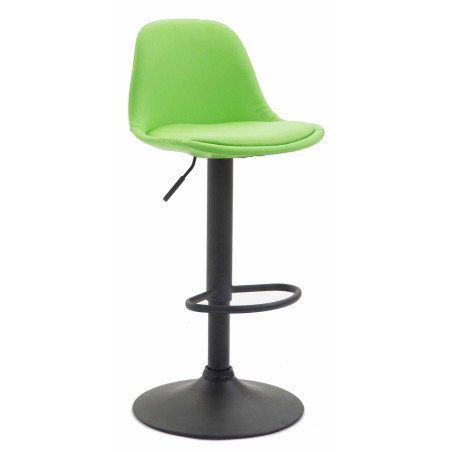 Taburete de bar Kiel, totalmente tapizado en piel sintética negra. Verde