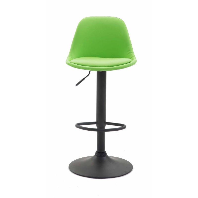 Taburete de bar Kiel, totalmente tapizado en piel sintética negra. Verde