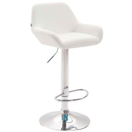 Taburete de bar Braga, imitación de cuero, cromo blanco