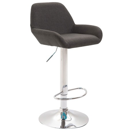 Taburete de bar Braga, tapizado en tela, cromado gris oscuro