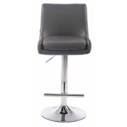 Juego de 2 taburetes de bar Club, imitación piel, gris cromado