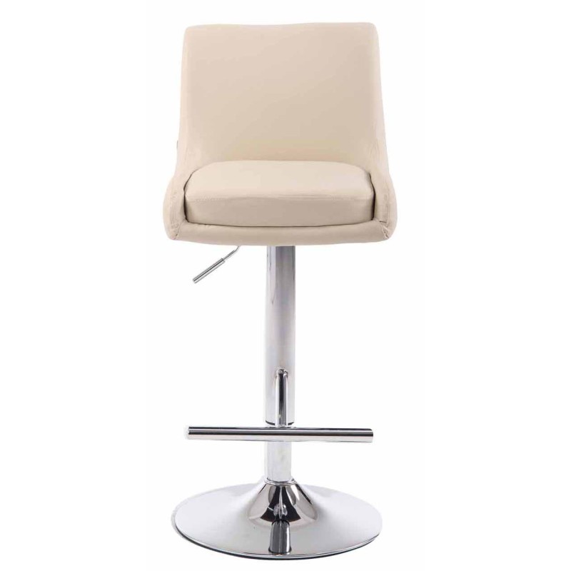 Juego de 2 taburetes de bar Club, imitación de cuero, cromo crema
