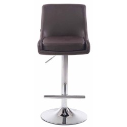 Juego de 2 taburetes de bar Club, imitación piel, marrón cromado